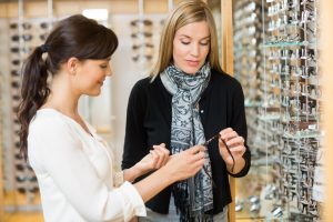 2 women shopping for glasses at 360 Eyecare - Metro