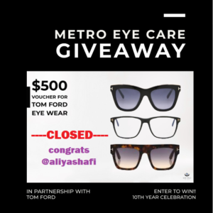 Metro Eye Care Tom Ford giveaway